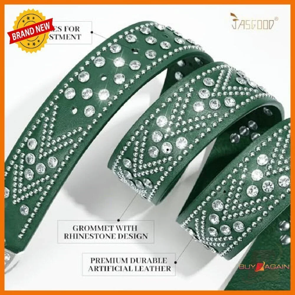 Sparkling Rhinestone Studded Western Belt Faux Leather Unisex Fit